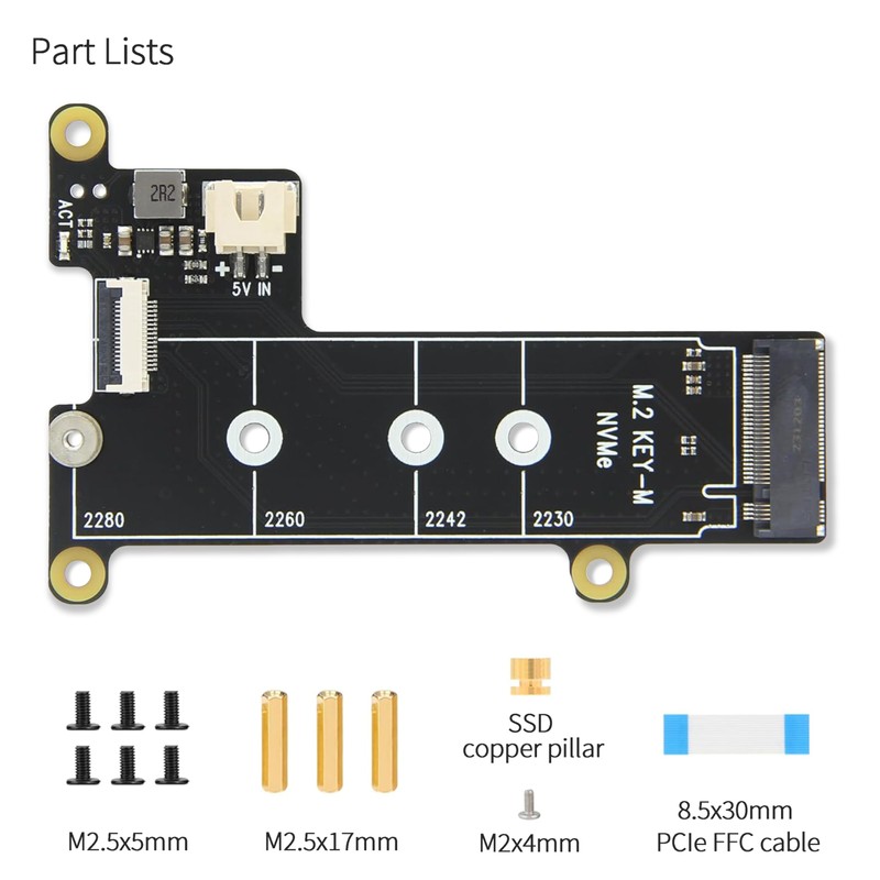 Electro Cookie PCIe to M.2 NVMe SSD HAT Board for