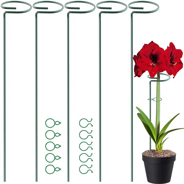 HiGift 5 Pack Plant Support Stakes, Garden Single Stem Flower