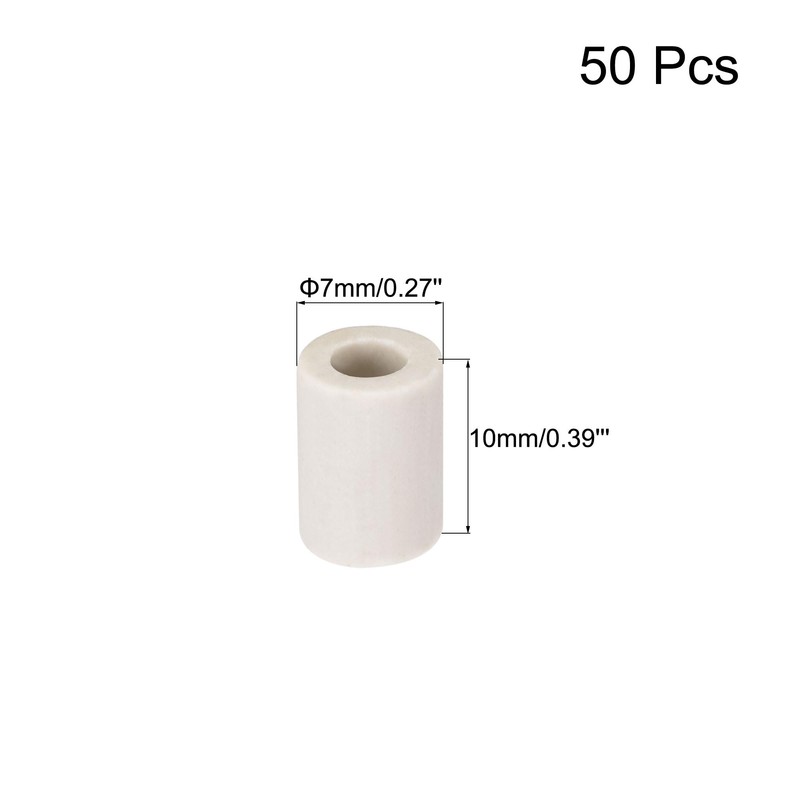 sourcing map 50pcs 4mm DMR Ceramic Tube Insulated Insulated Electronic