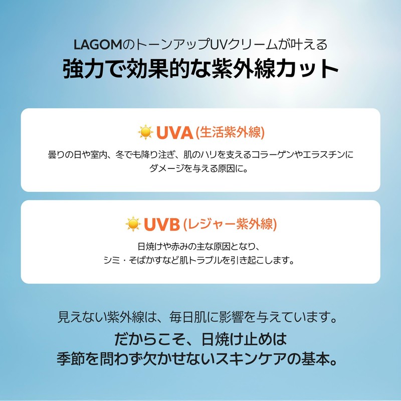 LAGOM Tone Up Sun UV Cream SPF50+ PA++++ Sunscreen Makeup