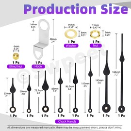 Swpeet 16Pcs Shaft Length 28mm - 1-3/32 Inch DIY Wall Clock Movement Mechanism Repair Kit, 1P Clock Movement with Hooks, 4 Pairs Gold Different Sizes Hour Hands and Minute Hands, 2 Set Clock Numerals