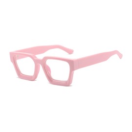 EYLRIM Thick Square Frame Blue Light Glasses for Women Men Non Prescription Computer Eyeglasses(07 Pink)