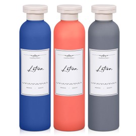 UMETASS Travel Shampoo Bottle, Empty Plastic Squeeze Bottles 8.8oz with Flip Cap, Lotion Container for Toiletries Travel Size Shampoo and Conditioner