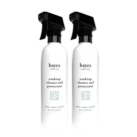Bayes Cooktop Cleaner and Protectant for Daily Use - Cleans, Shines and Protects Ceramic Glass and Enamel Cooktops - For Fingerprints, Grease, Residue, and Smudges - 16 oz, 2 Pack
