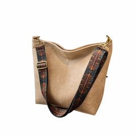 YMSTco Hobo Bag, Bohemian, Minimalist, Ethnic Shoulder Bag, Cross-body PU Leather, Stylish, Adjustable Shoulder, white