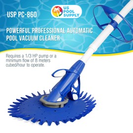 U.S. Pool Supply Professional Suction Pool Cleaner, Inground Automatic Pool Vacuum Cleaner with Hose - Swimming Sweeper Vac Cleaning Suction-Side Cleaners - Auto Creepy Sweeps Removes Debris, Leaves