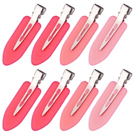 MADHOLLY 8Pcs No Bend No Crease Hair Clips- Styling Duck Bill Clips Alligator Hair Barrettes for Styling Sectioning, Small Gifts for Women Girl Salon Hairstyle Hairdressing Bangs Waves, Gradient Pink