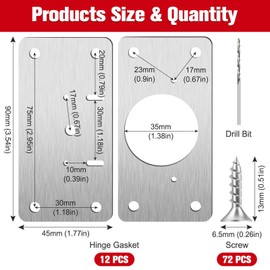 selizo Hinge Repair Plate, Cabinet Hinge Repair Plate with Screws, Kitchen Door Hinge Repair Plate, Stainless Steel Hinge Repair Kit for Kitchen Cupboard Wardrobe