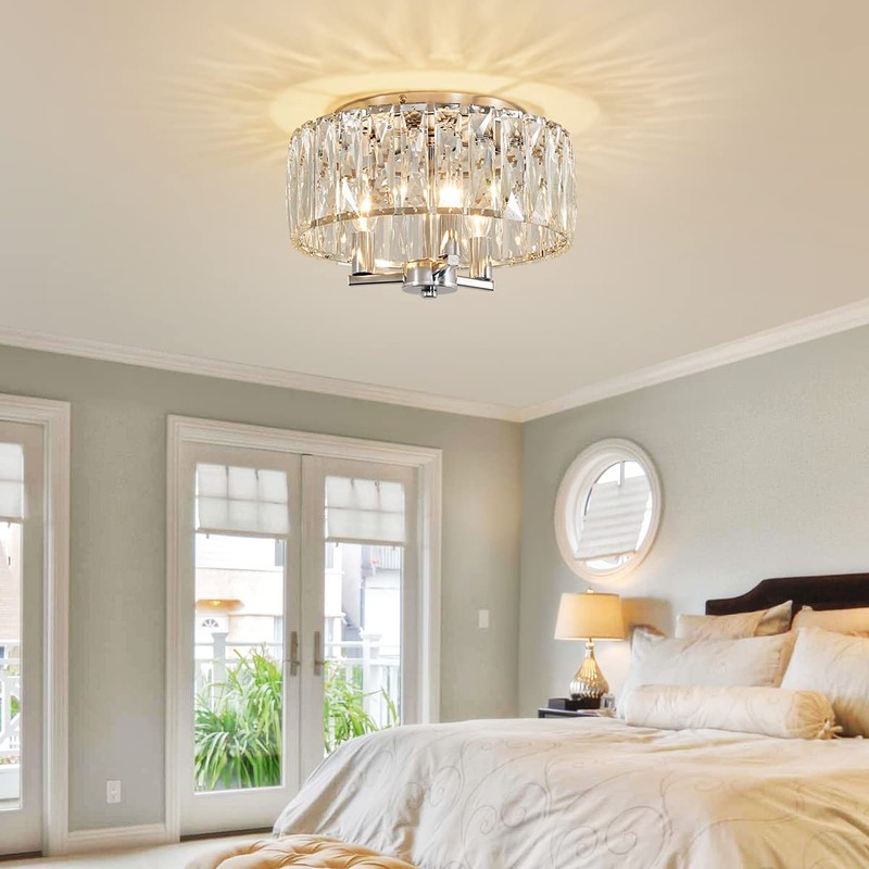 AGV LIGHTING CL002C K9 Crystal Flush Mount Ceiling Light Fixture,