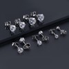 6Pcs Stud Earrings Set Hypoallergenic Cubic Zirconia Stud Flat Back