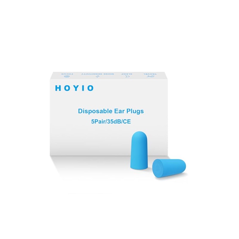 Foam Ear Plug for Sleeping, HOYIO 5 Pair 35dB Soft