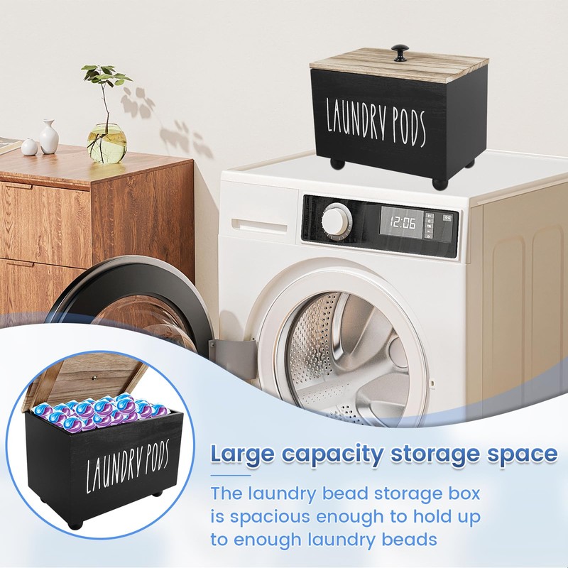 Laundry Pods Container with Lid, Square Storage Box for Laundry