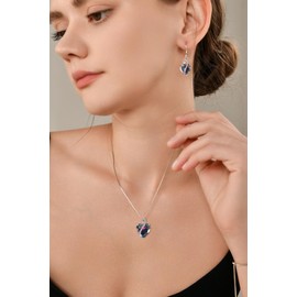 YL Heart Necklace for Women 925 Sterling Silver cut Rainbow Cubic Zirconia Necklace Jewellery Gifts for Mum Wife Girlfriend