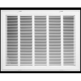 HVAC Premium 24" X 8" Steel Return Air Filter Grille for 1" Filter - Removable Face/Door - HVAC Duct Cover - Flat Stamped Face - White [Outer Dimensions: 26 5/8"w X 10 5/8"h]