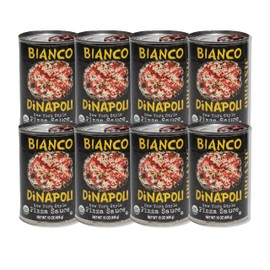 Bianco DiNapoli Organic NY Style Pizza Sauce - Vine Ripened California Grown Tomatoes - Made with Organic Garlic, Basil, Tomatoes & Extra Virgin Olive Oil For Homemade Pizza - Canned Fresh - 8 Pack
