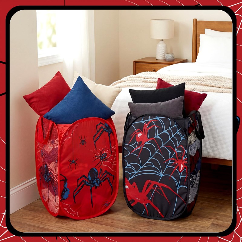 Zhehao 2 Pcs Pop up Spider Laundry Hamper Basket Spider