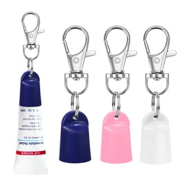 Keychain Cap Compatible with Aquaphor 0.35 oz Lip Balm, Lip Balm Holder Keychain Portable Lip Gloss keychain caps 3pcs (White Pink Blue)