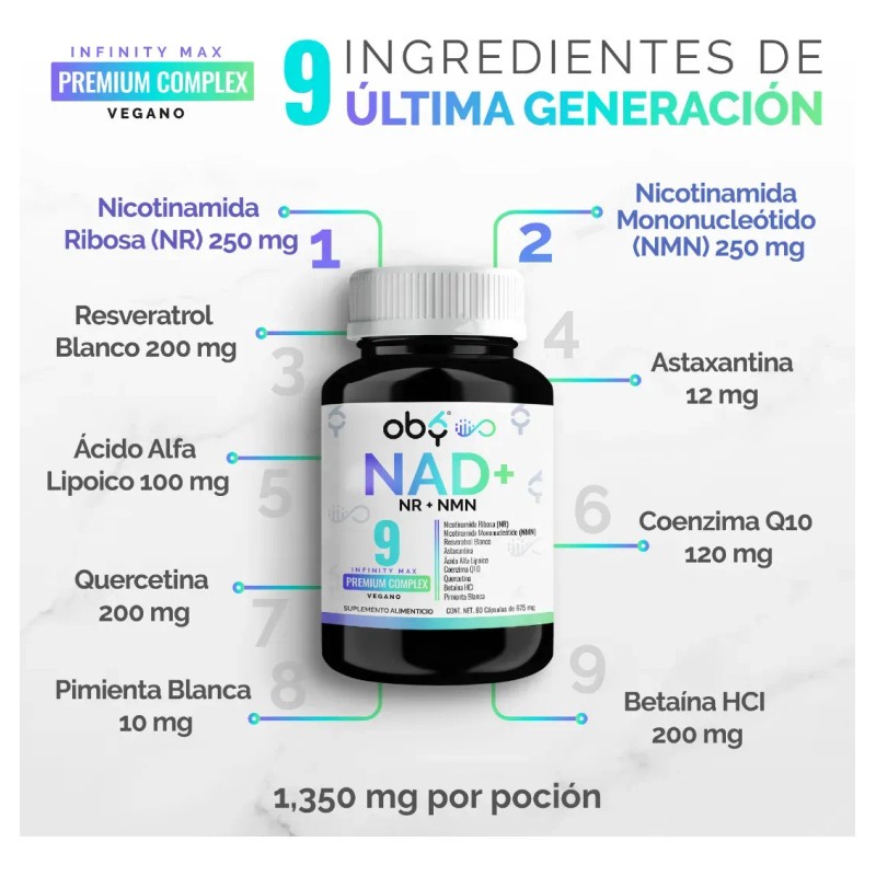 Nad Resveratrol Ingredientes Nicotinamida Ribosa Nmn Quercetina Coenzima Q10 Acido