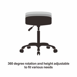 Grace & Grace Height Adjustable Rolling Swivel Stool Chair with Wheels and Round Seat Heavy Duty Metal Base for Salon,Massage, Factory, Shop (No Backrest with Casters-Classic Flat,Black)