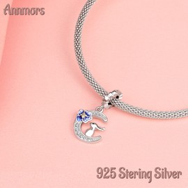 Ammors 925 Sterling Silver Bead Charms for European Bracelets and Necklaces, Animal and Flower Beads with 5A Cubic Zirconia, Christmas, Valentine's Day, Mother's Day, Gift Tag for Women and Girls,