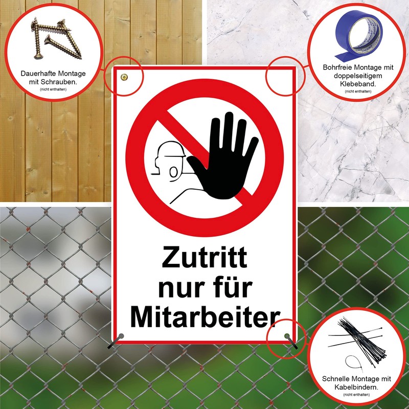 Strobo Zutritt nur für Mitarbeiter Sign, 20 x 30 cm,