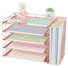 AUPSEN Rose Gold Desk Accessories Organizer,5-Tier Desktop Paper File Organizer