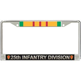 US Army 25th Infantry Division Vietnam Military Veteran Stainless Steel Car Truck License Plate Frame Car Tag Holder