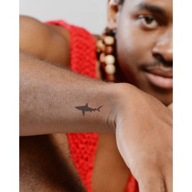 Inkbox Temporary Tattoos, Semi-Permanent Tattoo, One Premium Easy Long Lasting, Water-Resistant Temp Tattoo with For Now Ink - Lasts 1-2 Weeks, Shark, 2 x 2 in