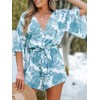 CUPSHE Women's Tropical Floral Leaf Print Belted Romper Mini Jumpsuit