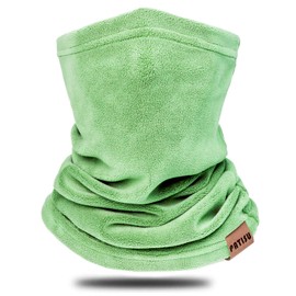 Kids Neck Warmer Gaiter Winter Fleece Face Neck Cover Balaclava Cold Weather Windproof Face Mask for Boys Girls Light Green