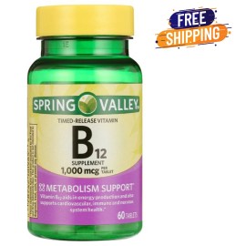 Spring Valley Timed-Release Vitamin B12 Tablets, 1,000 mcg, 60 Count