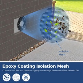 ALORAIR 540 CFM IP-55 Grade Crawlspace Ventilation Fans with Humidistat & Thermostat, 8.7 inches Basement Vent Fans with Isolation Mesh, Ventilator Fan for Crawl Space Basement Attic Garage, Exhaust