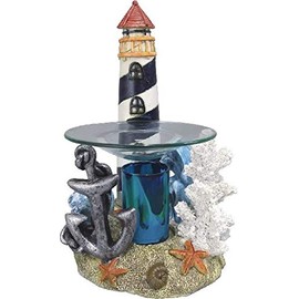 New Beautiful Lighthouse with Anchor and Coral Fragrance Oil Burner Tart Warmer with Dimmer with 1 Scented Oil
