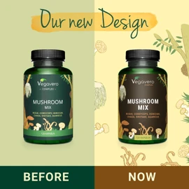 Vegavero Mushroom Complex | High Strength Extracts | Reishi, Cordyceps, Chaga, Lions Mane, Shiitake & Agaricus | NO Additives | 120 Capsules | Vegan