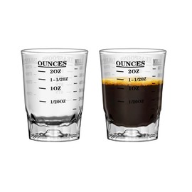 2 OZ 4 Features Shot Glasses Measuring cup Liquid Heavy Glass Wine Glass Espresso Shot -Incremental Measurement Heavy 60ML (2, Black)