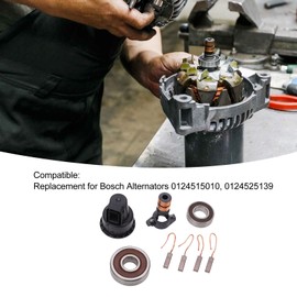 for Bosch Alternator Brushes Alternator Rebuild Kit Alternator Bearing Repair Kit Alternator Repair Kit Slip Ring Brushes Bearings Set 230090 Replacement for Bosch 0124515010