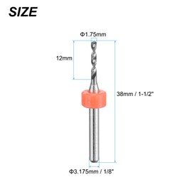 sourcing map PCB Drill Bits 1.75mm Tungsten Carbide Rotary Tool Jewelry CNC Engraving Print Circuit Board Micro Drill Bits 1/8 Inch Shank 10 Pcs
