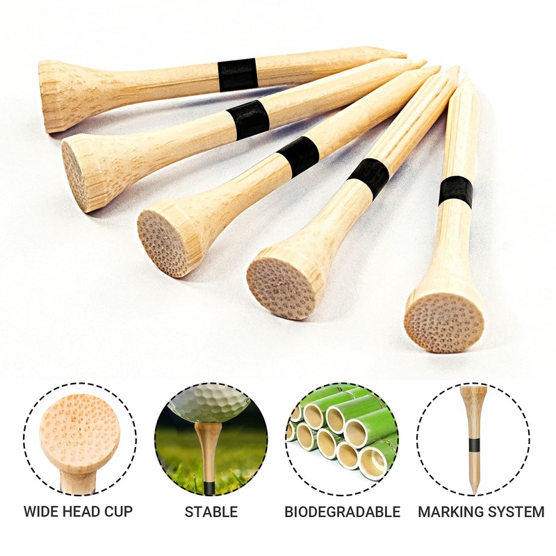 SAPLIZE Golf Tees Bamboo Tees, Pack of 100 (1-1/2")- Biodegradable,