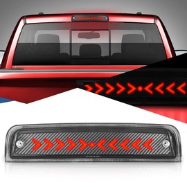 Auto Dynasty Sequential Arrow LED Rear Tail Center High Mount Stop Lamp Third Brake Light Compatible with Dodge Ram 1500 2500 3500 09-18, Carbon Fiber Look, Black Housing, Clear Lens