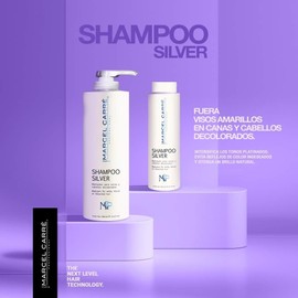 SHAMPOO SILVER 300ML TRATAMIENTO LEAVE IN CARE SILVER 300ML Y BI FASE SILVER TRATAMIENTO ACONDICIONADOR MATIZADOR 240ML MARCEL CARRE