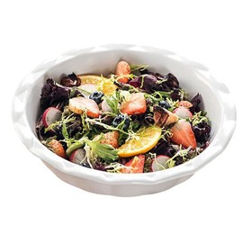 TAMUME Ceramic Pie Pan with Wavy Edge for Perfect Pastries, White