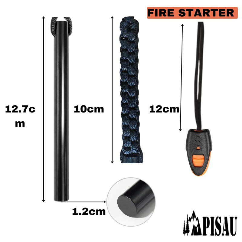 PISAU 12.7 cm Ferrocerium Ferro Rod Flint Fire Starter Waterproof
