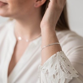 MATERIA by Matthias Wagner SA-136 Women's Bracelet Twin Curb Chain 925 Silver Bracelet 3.9 mm Wide, 20 centimetres, Sterling Silver