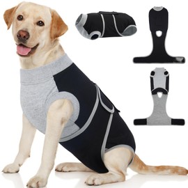 Kuoser XXL Dog Surgery Recovery Suit, Dog Recovery Suit Female Male Dog Surgical Recovery Vest Dog Post Surgery Body Suit Adjustable Onesies Dog Body Suit after Surgery, Black