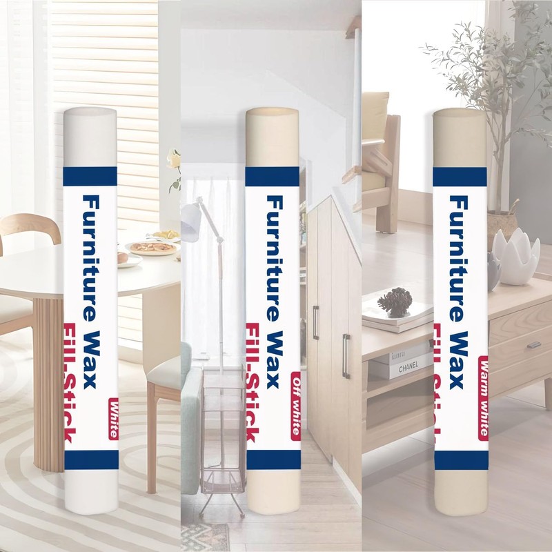 Kenbry Wood Filler Sticks 3 Colors White Wax Putty Stick,