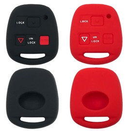 Horande Silicone Protector Key Fob Cover Case fit for Lexus ES GS GX is LS LX RX SC GX470 ES300 ES330 ES250 IS300 GS300 Toyota Land Cruiser FJ Cruiser Prado Camry Keyless Entry Key Fob (Black+Red)