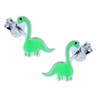 Sterling Silver Green Dinosaur Earrings .925
