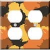 Double Duplex Outlet Cover Wall Plate - Brown and orange