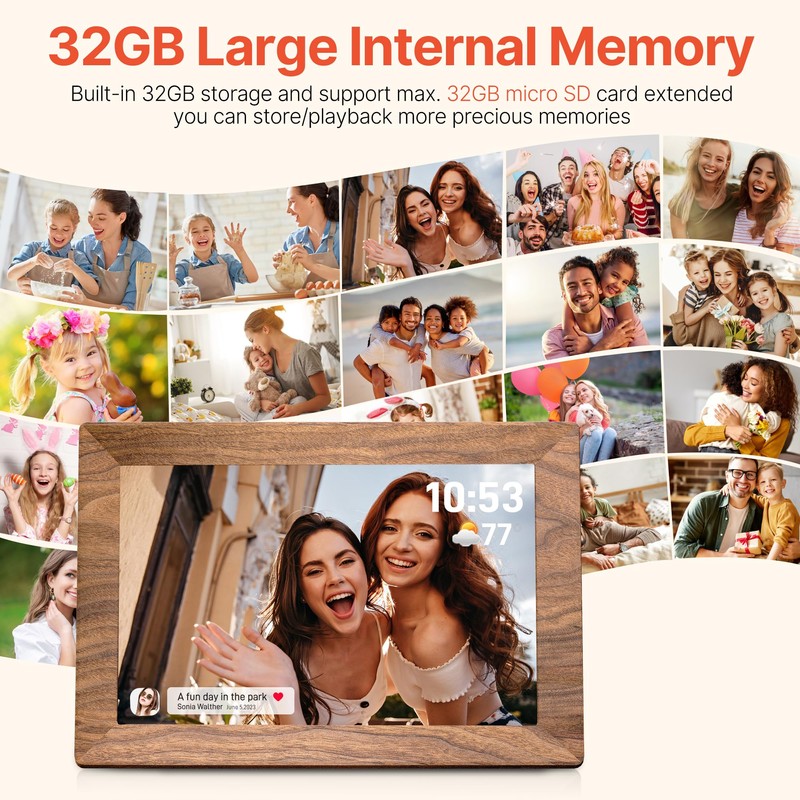 Frameo 10.1" Digital Picture Frame with 32GB Memory WiFi Electronic