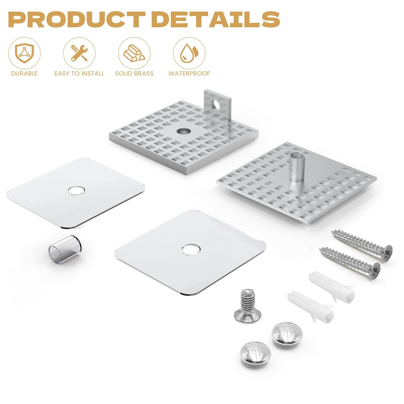Shower Door Clamp, 2PCS 1.75" W*0.7" H Stainless Steel Clamp